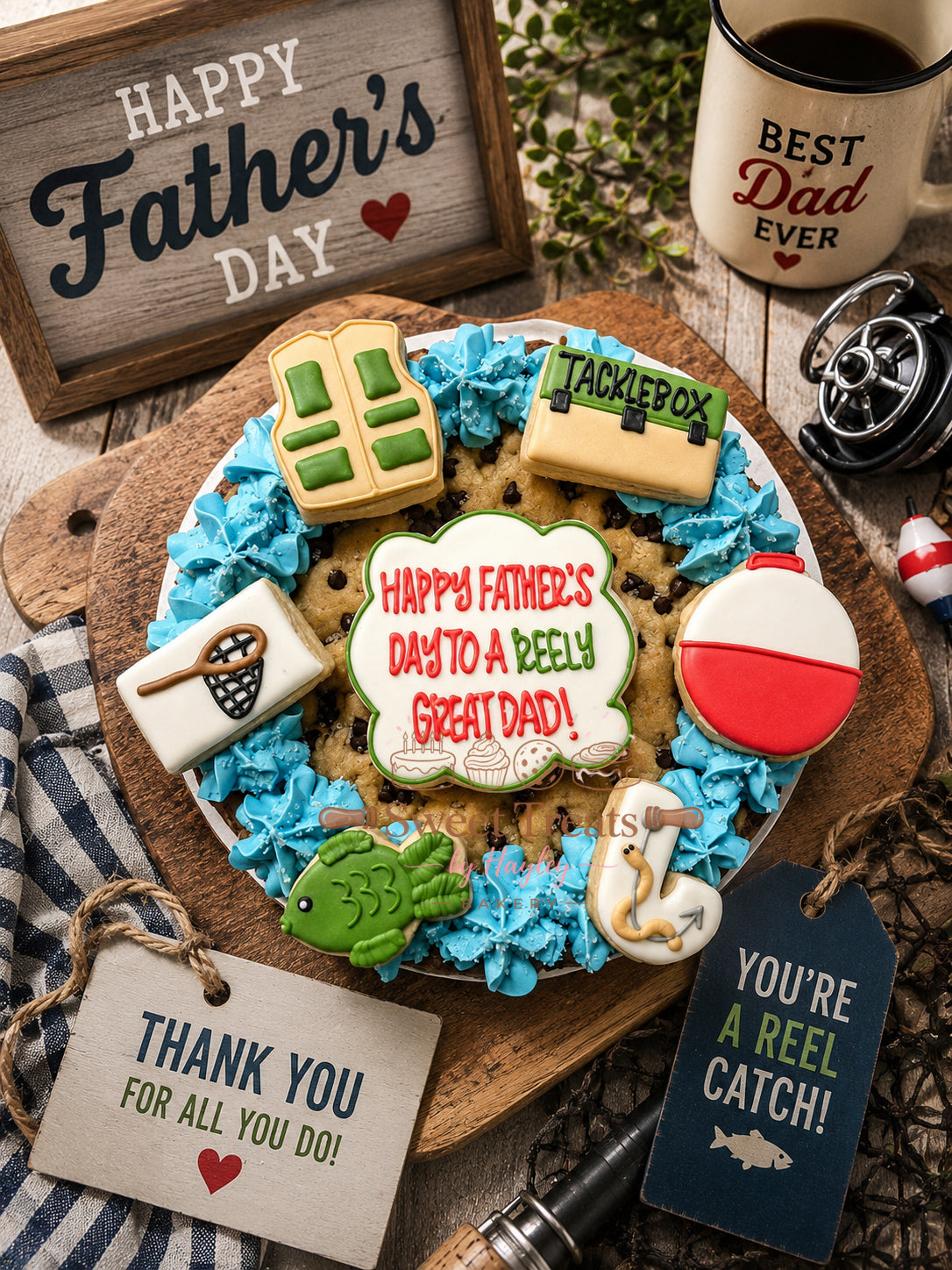 Cookie cake with decorated cookies